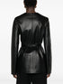 wrap-design leather jacket